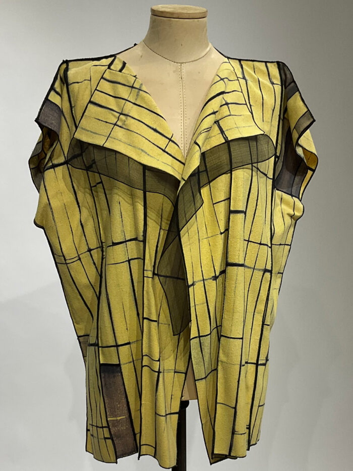 Shibori vest, yellow grid pattern