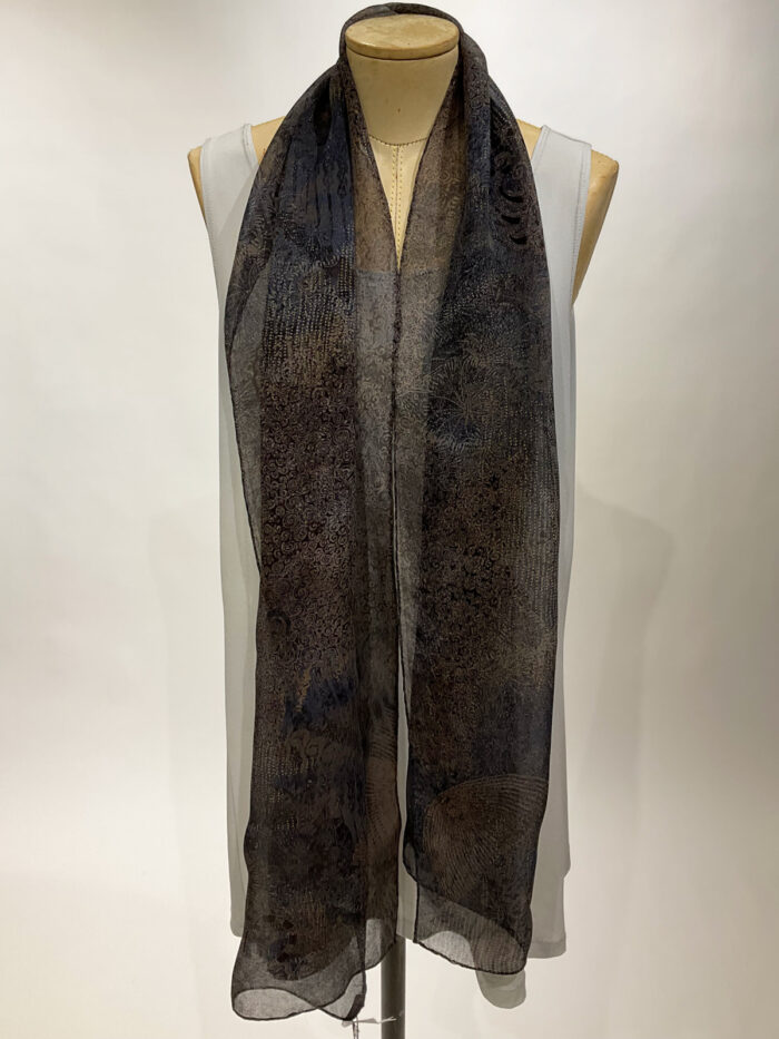 Isnia, blue and black silk scarf