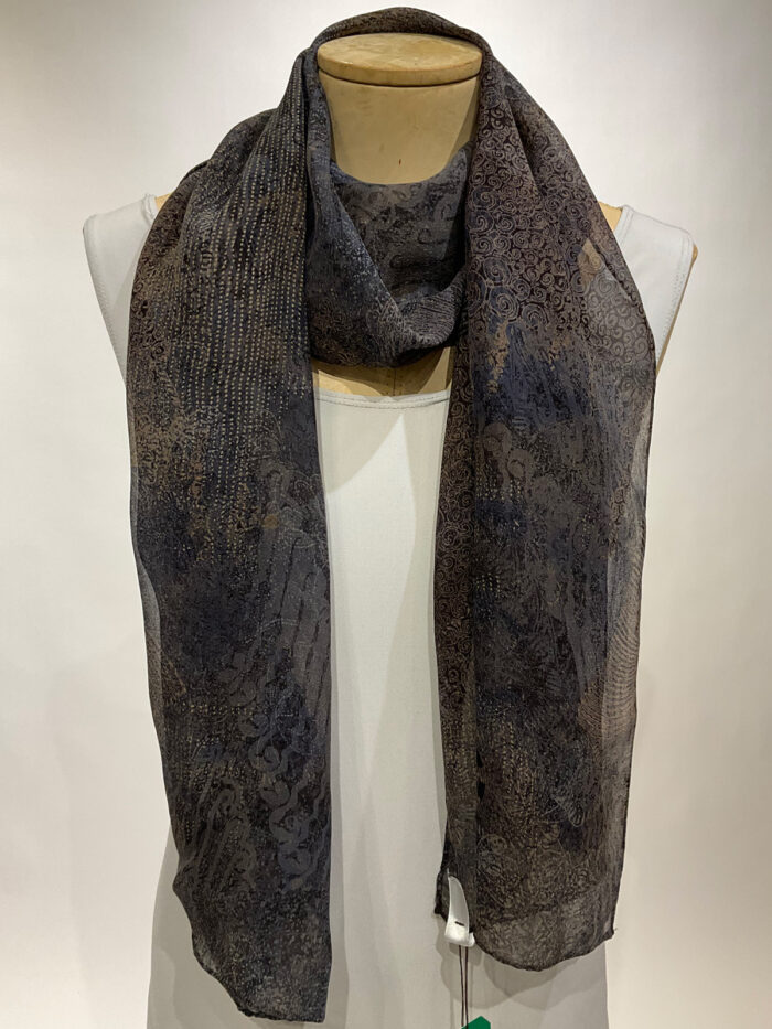 Isnia, blue and black silk scarf