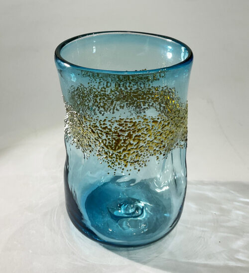 Ted Jolda, party glass, turquoise glitter