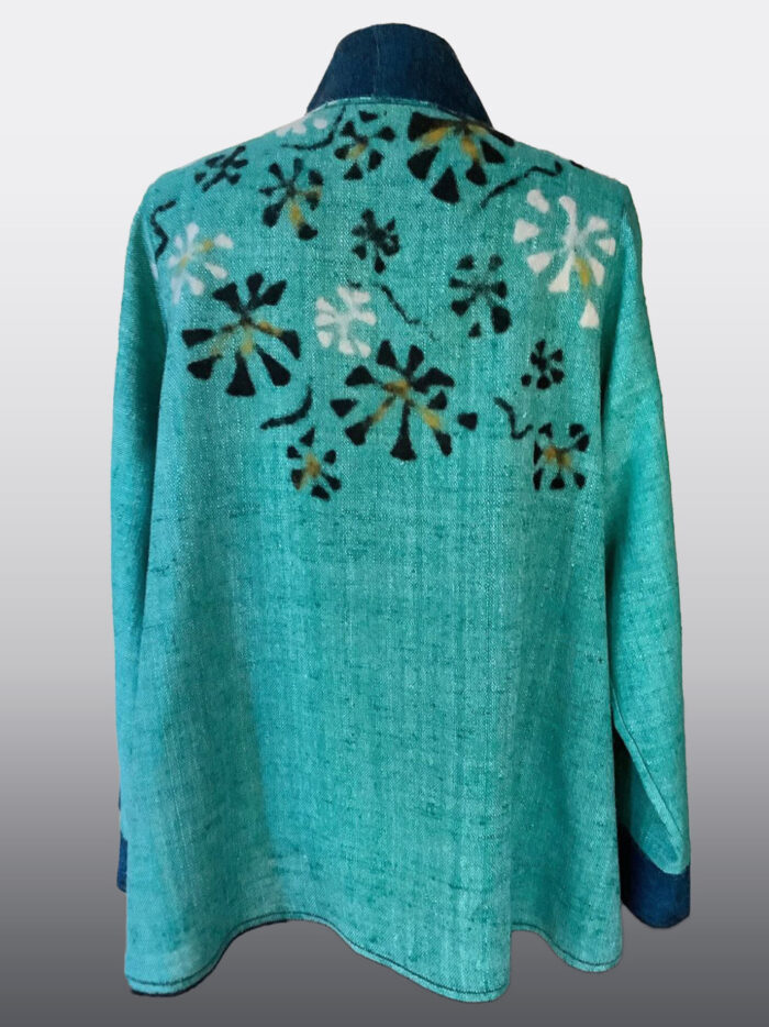 Maggy Pavlou, Silk and linen jacket, turquoise back
