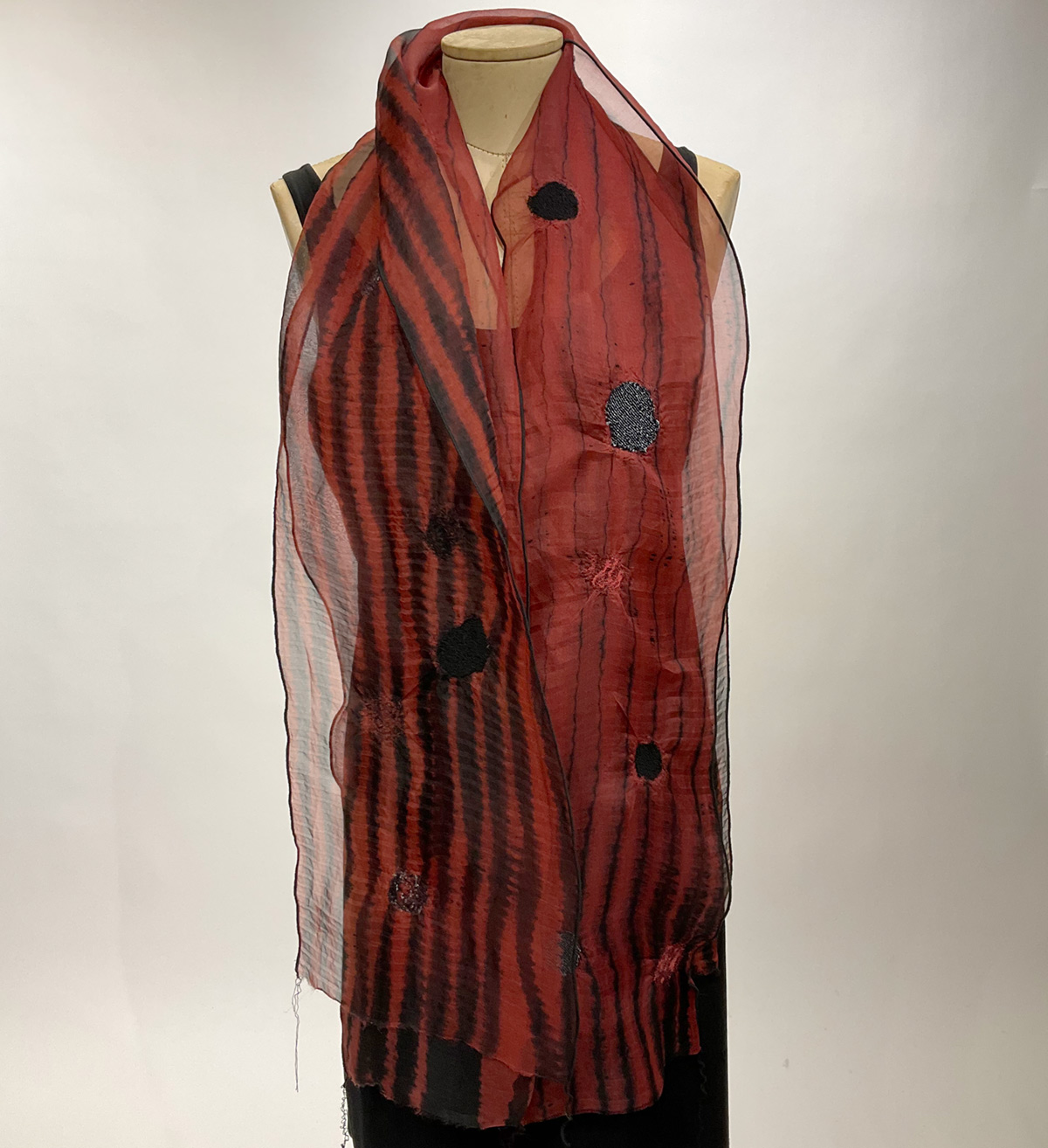 Shibori Silk Scarf (red and black) – The Island Gallery