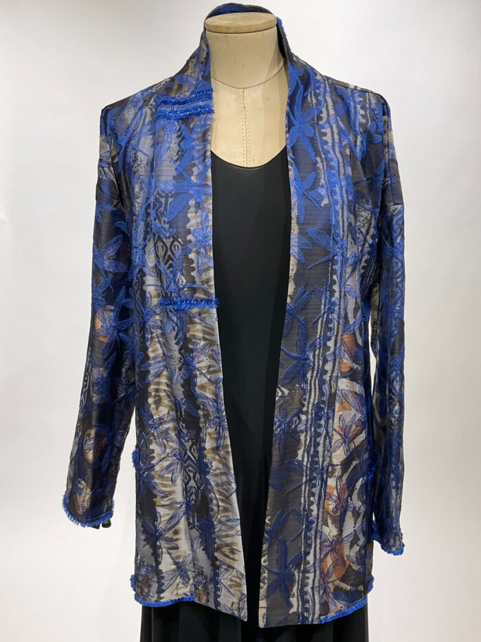 Carol Lee Shanks, Silk Jacquard Blue Dragonfly Jacket