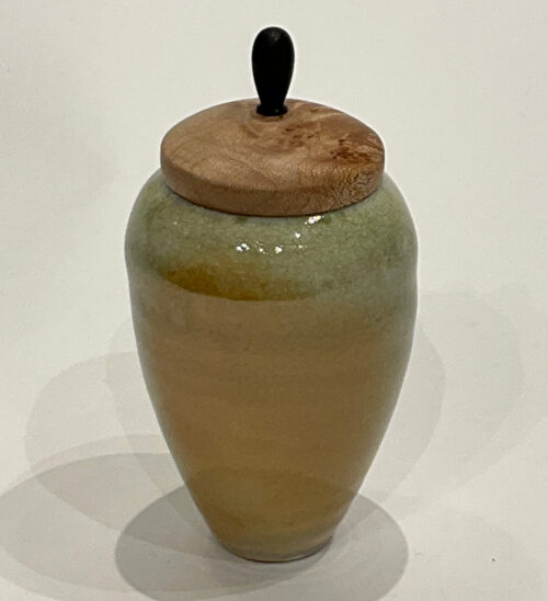 Reid Schoonover, small lidded pot with maple burl and African blackwood 2