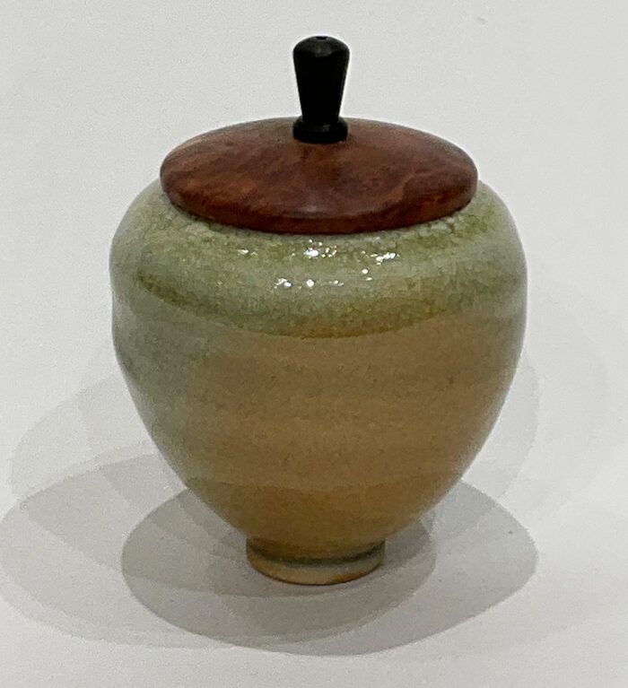 Reid Schoonover, Small Lidded Pot with Red Mallee Burl and Katalox