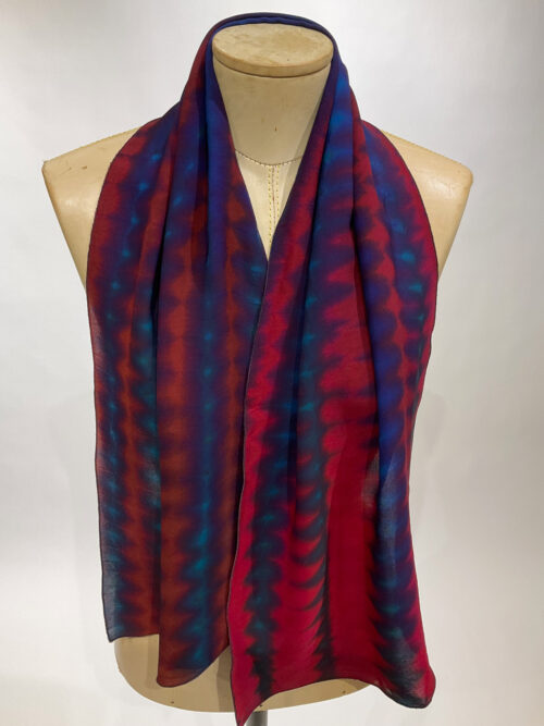 Carter Smith, shibori scarf blue and red
