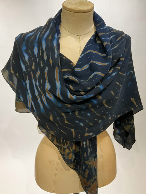 Carter Smith, shibori scarf blue and brown