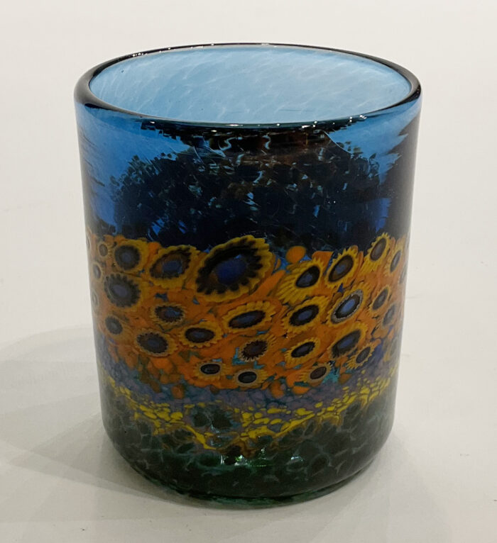 Hanson, Sunflower glass tumbler, copper blue
