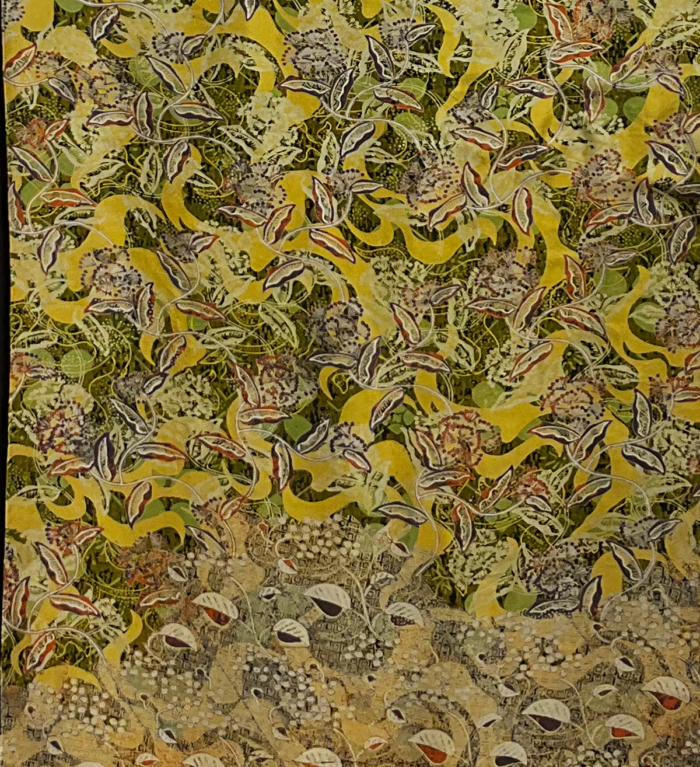 Isnia, wall hanging, yellow batik detail