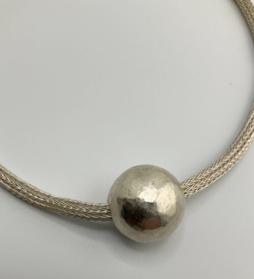 silver mesh and ball necklace