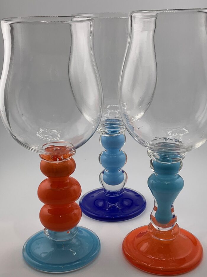 Ted Jolda, large handblown glass goblets