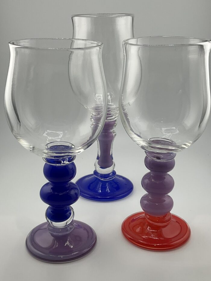 Ted Jolda, large handblown glass goblets