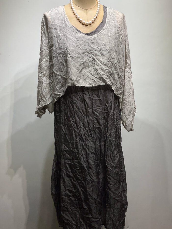 Carol Lee Shanks, Crushed silk shrug, layered with dark grey dress