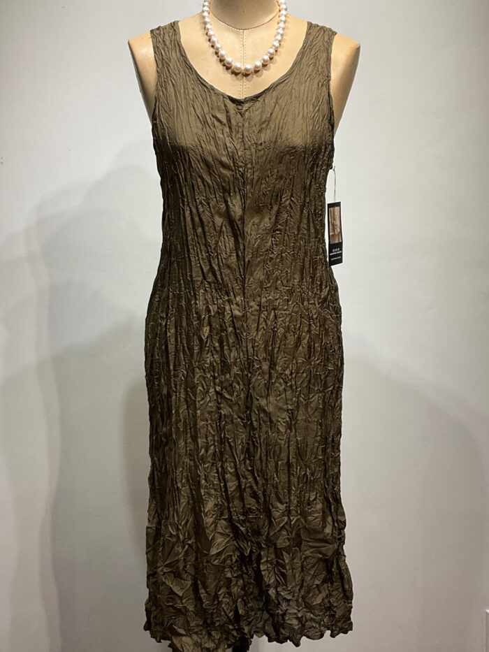 Carol Lee Shanks, Crushed silk Habitai dress, moss green