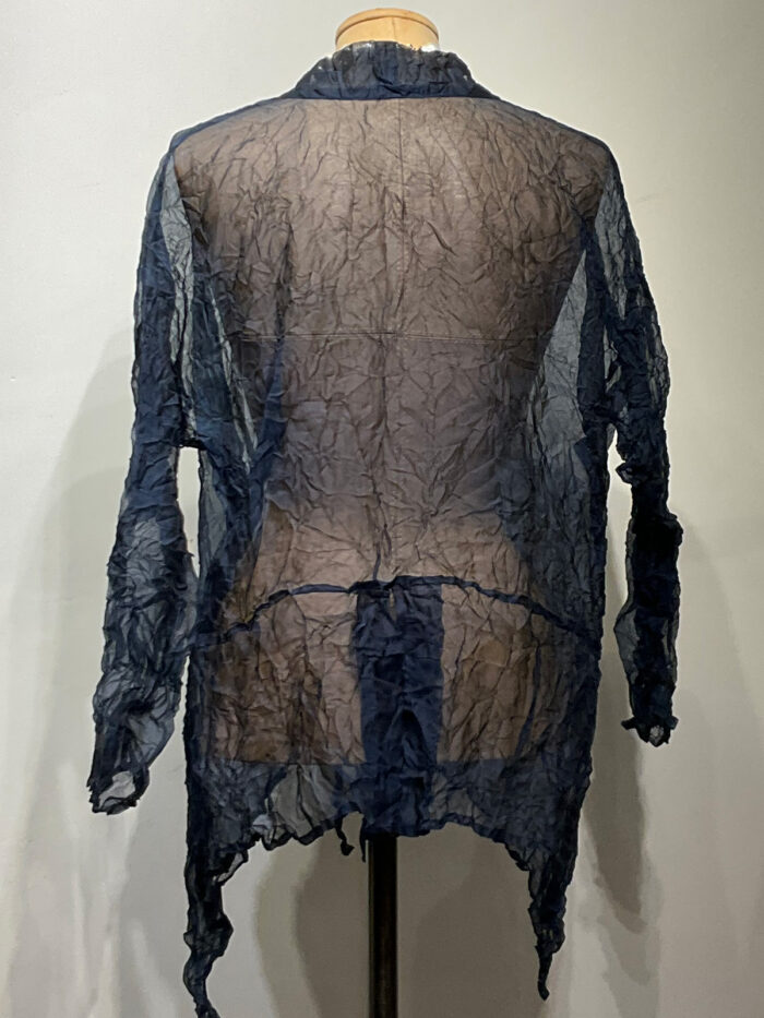 Carol Lee Shanks, Crushed silk indigo jacket, front view