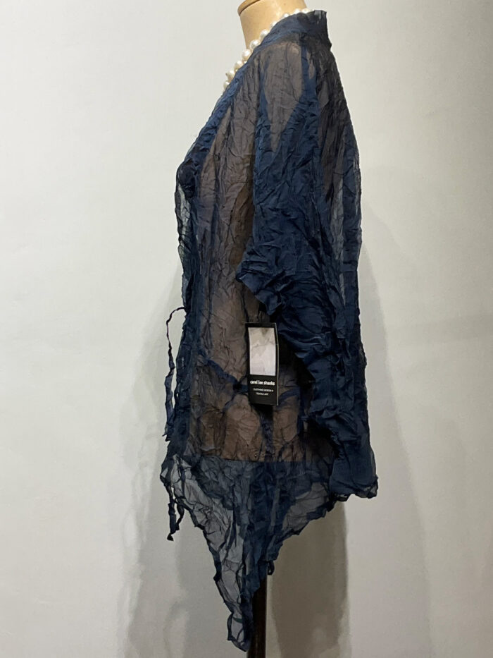 Carol Lee Shanks, Crushed silk indigo jacket, side view