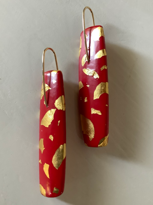 Kieth Lewis, Red Obelisk earrings
