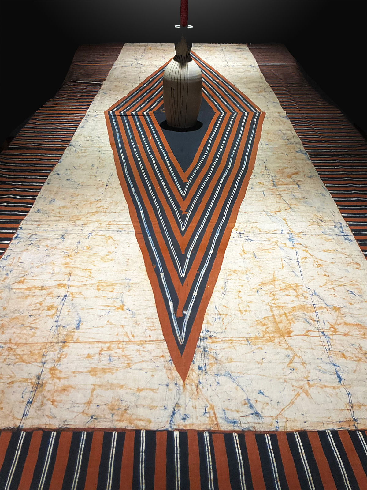 Diamond batik textile by Lou Zeldis, can be used as tablecloth