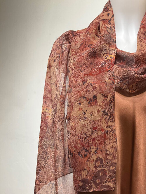 Isnia, Deep Rust and Pink Scarf