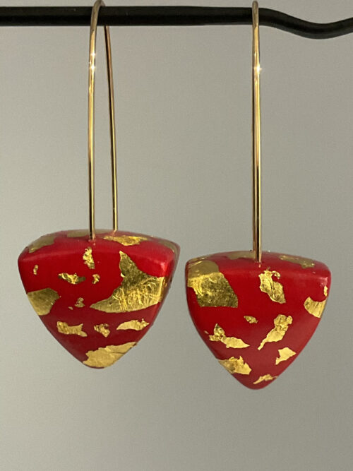 Kieth Lewis, Red Pyramid Earrings, Eco Collection