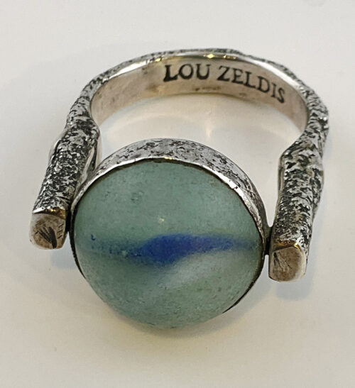 Lou Zeldis, Silver and glass globe ring