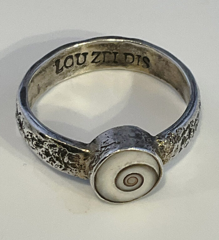 Lou Zeldis, Silver and shell ring