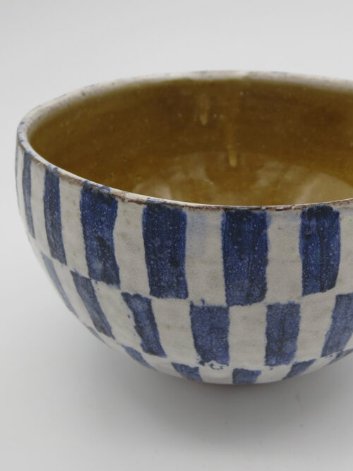 Wayne Branum, blue & white striped cermaic bowl